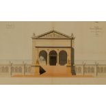 A French academic architectural panoramic drawing by M. De Villiers, 1850-1, 55 x 91,5 cm