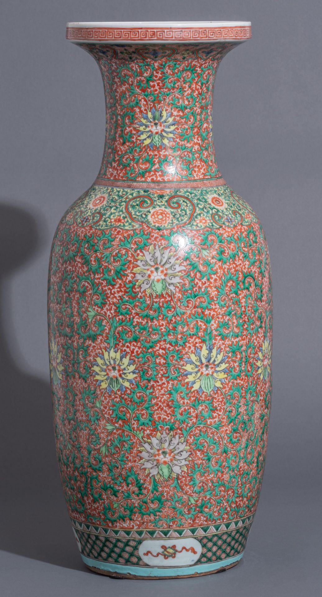 A Chinese iron-red and famille verte vase, 19thC, H 79 cm - Image 4 of 13