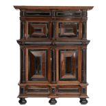 A fine and imposing Baroque rosewood and ebony veneered oak four-door cupboard, 17thC, H 234 - W 190