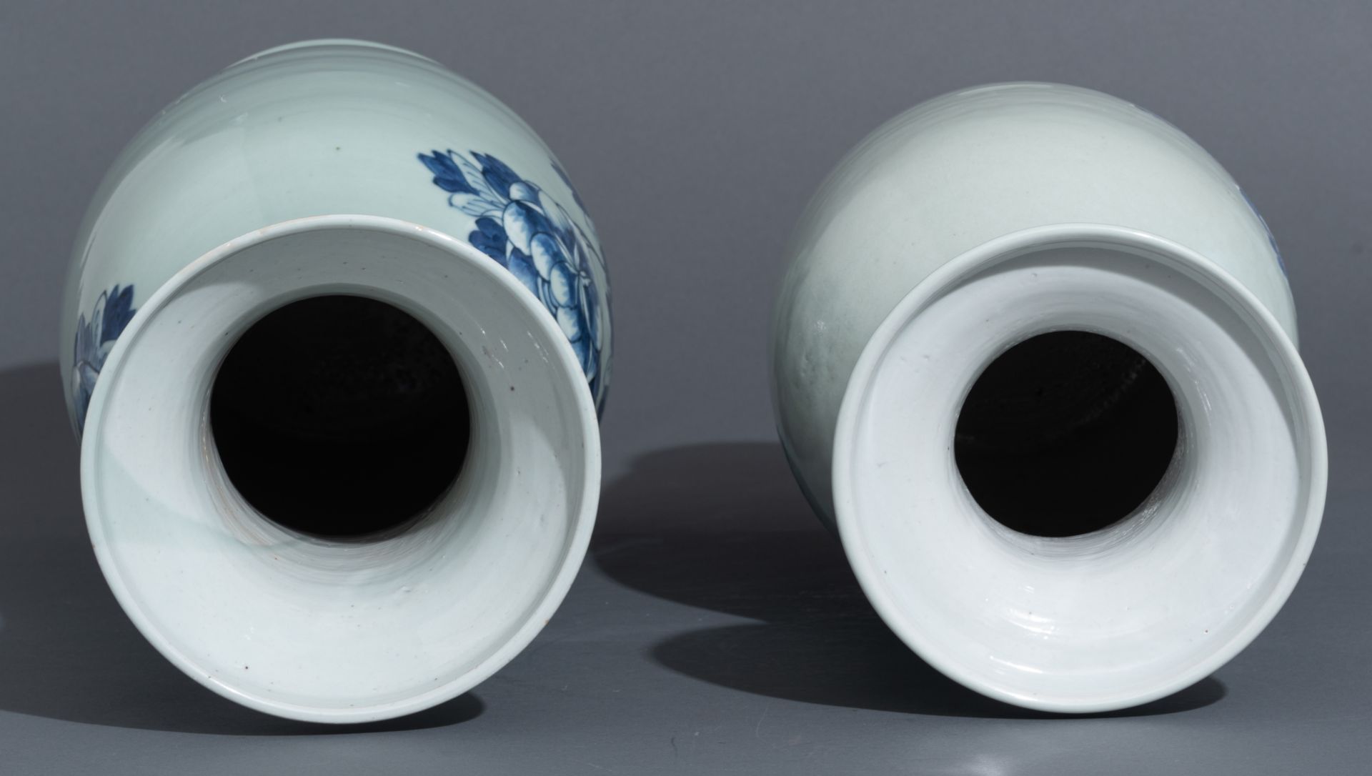 Two Chinese blue and white on celadon ground vases, H 44,5 - 57,5 cm - Image 6 of 12