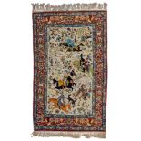 An Oriental carpet, with a battle scene, Isfahan, 106 x 172 cm