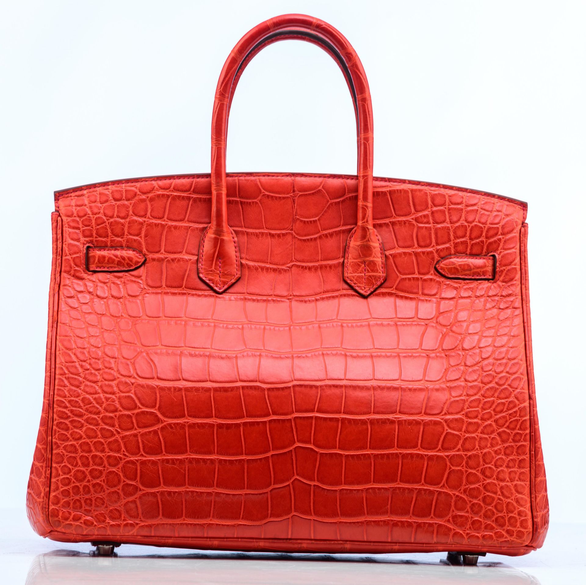 HERMÈS, Birkin 35 handbag, Geranium alligator mississippiensis matte leather, with palladium hardwar - Image 5 of 22