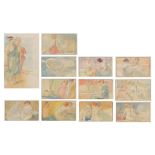 Emile Berchmans (1867-1947), a series of 12 mythological scenes, 6,7 x 11,7 - 12,7 x 19,7 cm