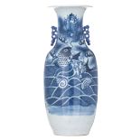 A Chinese blue and white 'Carp' vase, 19thC, H 59 cm