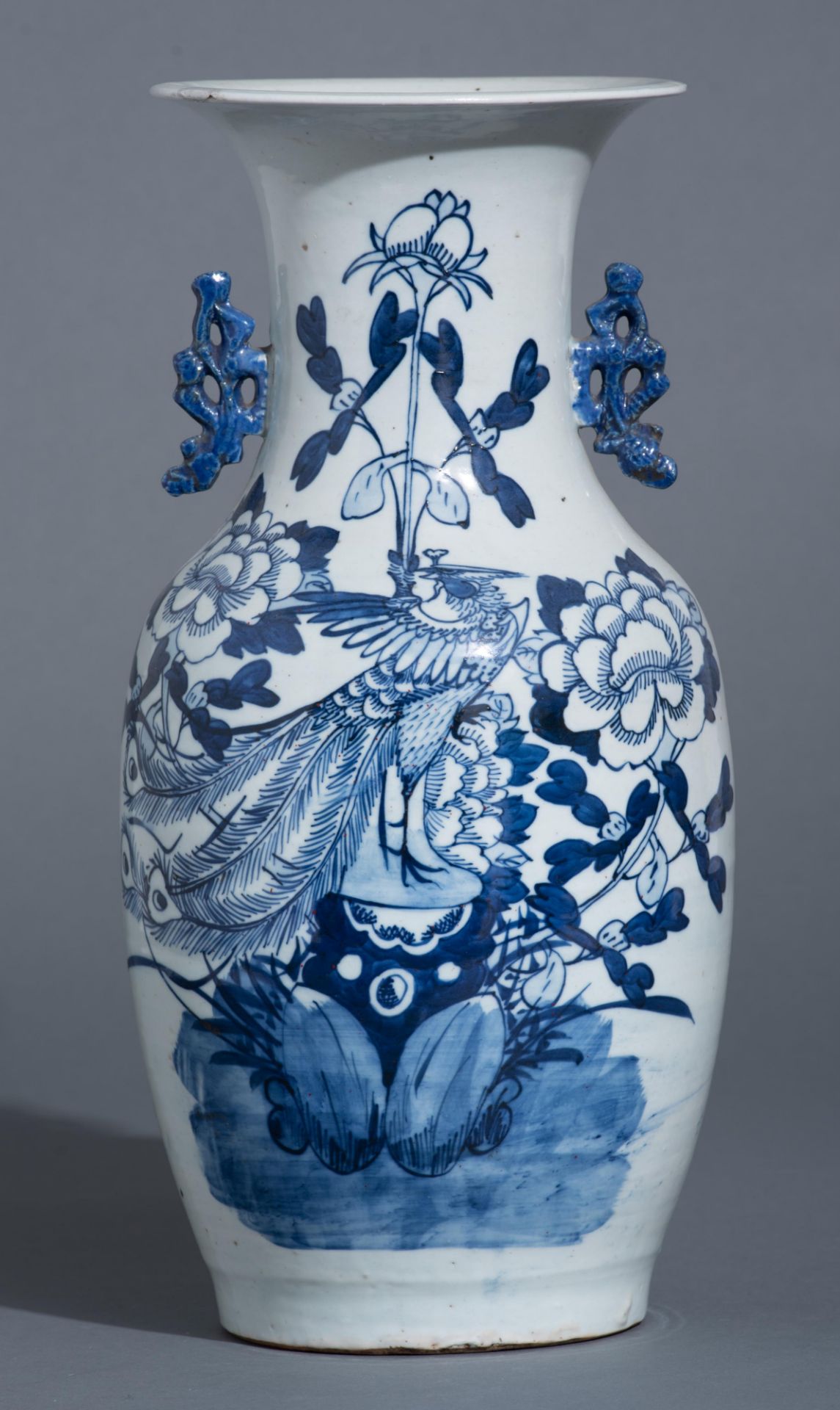 Four Chinese blue and white on celadon ground vases, late 19thC, H 42 - 43 cm - Image 20 of 52