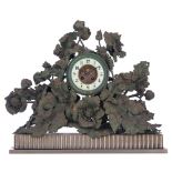 An Art Deco wrought iron mantle clock, signed Louis Van Boeckel, H 49 - W 57 cm