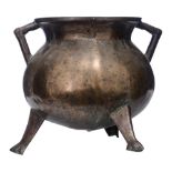 A bronze tripod cauldron, probably 17thC, H 31 cm