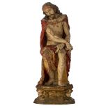 A limewood sculpture of the 'Pensive Christ', 18thC, H 52,5 cm