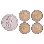 A collection of 5 Monaco EURO coins