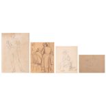 A collection of four 19th and 20thC drawings, 172 x 240 - 245 x 352 mm