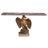 A bronze and marble eagle console table, H 87 - W 165 - D 56 cm
