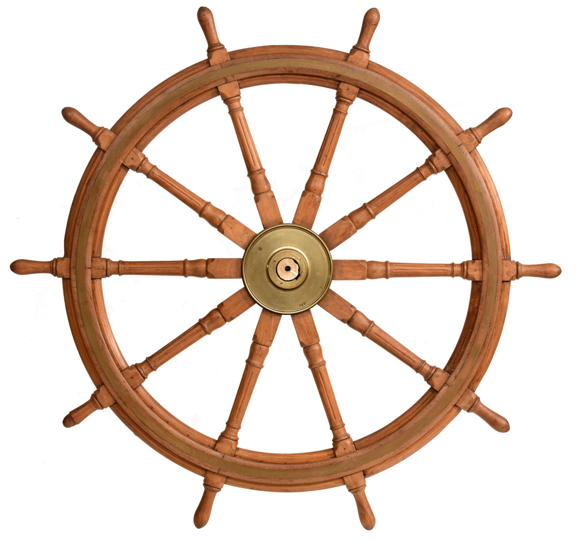 A large and decorative ship's wheel, ø 183 cm