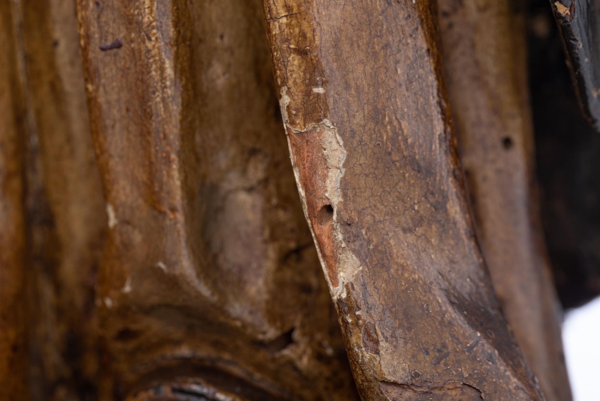 A 17thC polychrome painted (lime)wooden statue of a Cistercian monk (Robertus van Molesme?), souther - Image 14 of 17