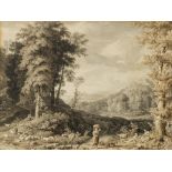 Felix Storelli (attr.), Arcadian landscape, washed ink drawing on paper
