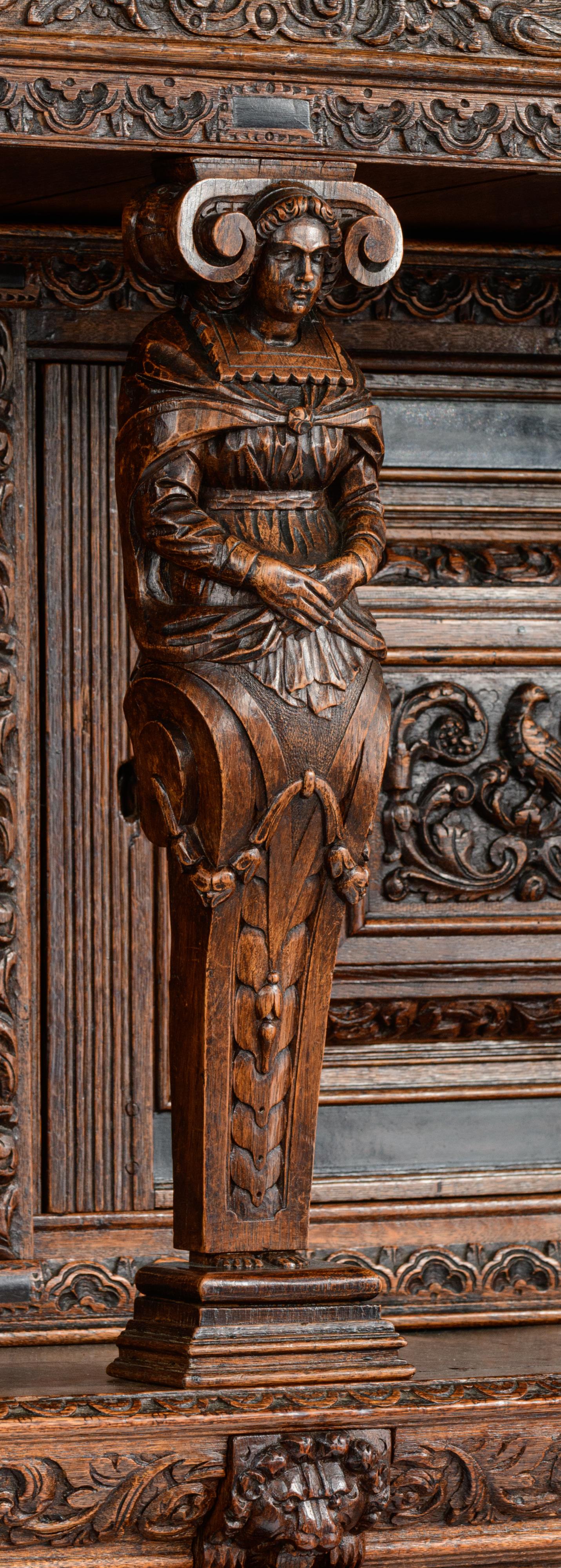 A Dutch-Zeelandic oak side cabinet 'Beeldenkast', dated 1632, H 206 - W 160 - D 66 cm - Bild 8 aus 10