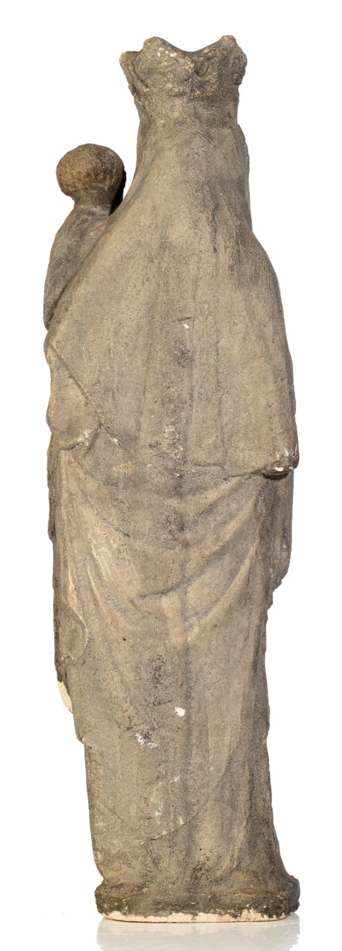 A sculpture of the Holy Virgin and Child, in the late Gothic manner, probably French, H 85 cm - Image 4 of 7