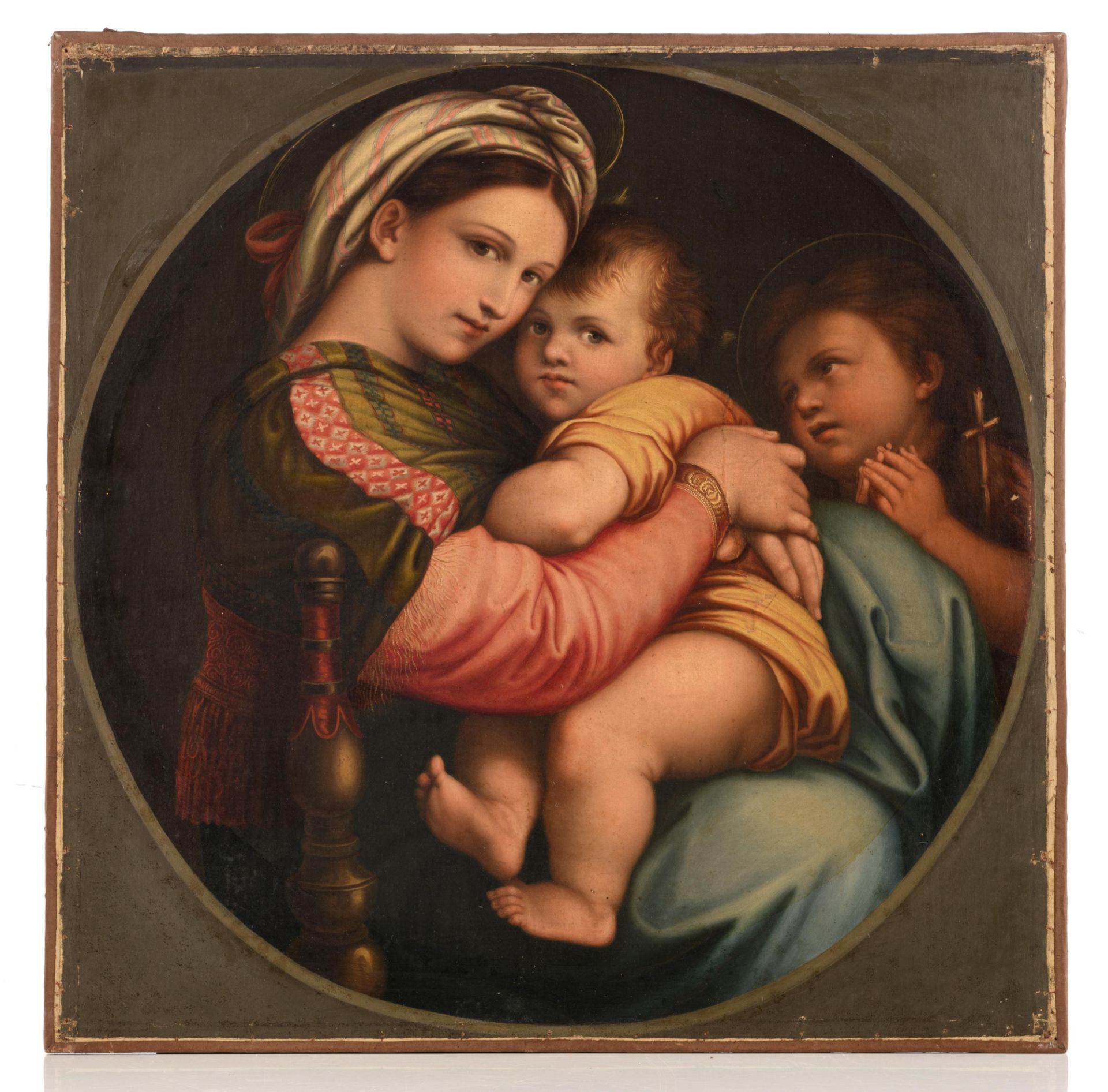 A copy of the 'Madonna della seggiola' by Raphael, 80 x 80 cm - Image 2 of 5