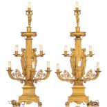 A very exceptional pair of Empire period ormolu candelabras, in the manner of Thomire, H 88 cm