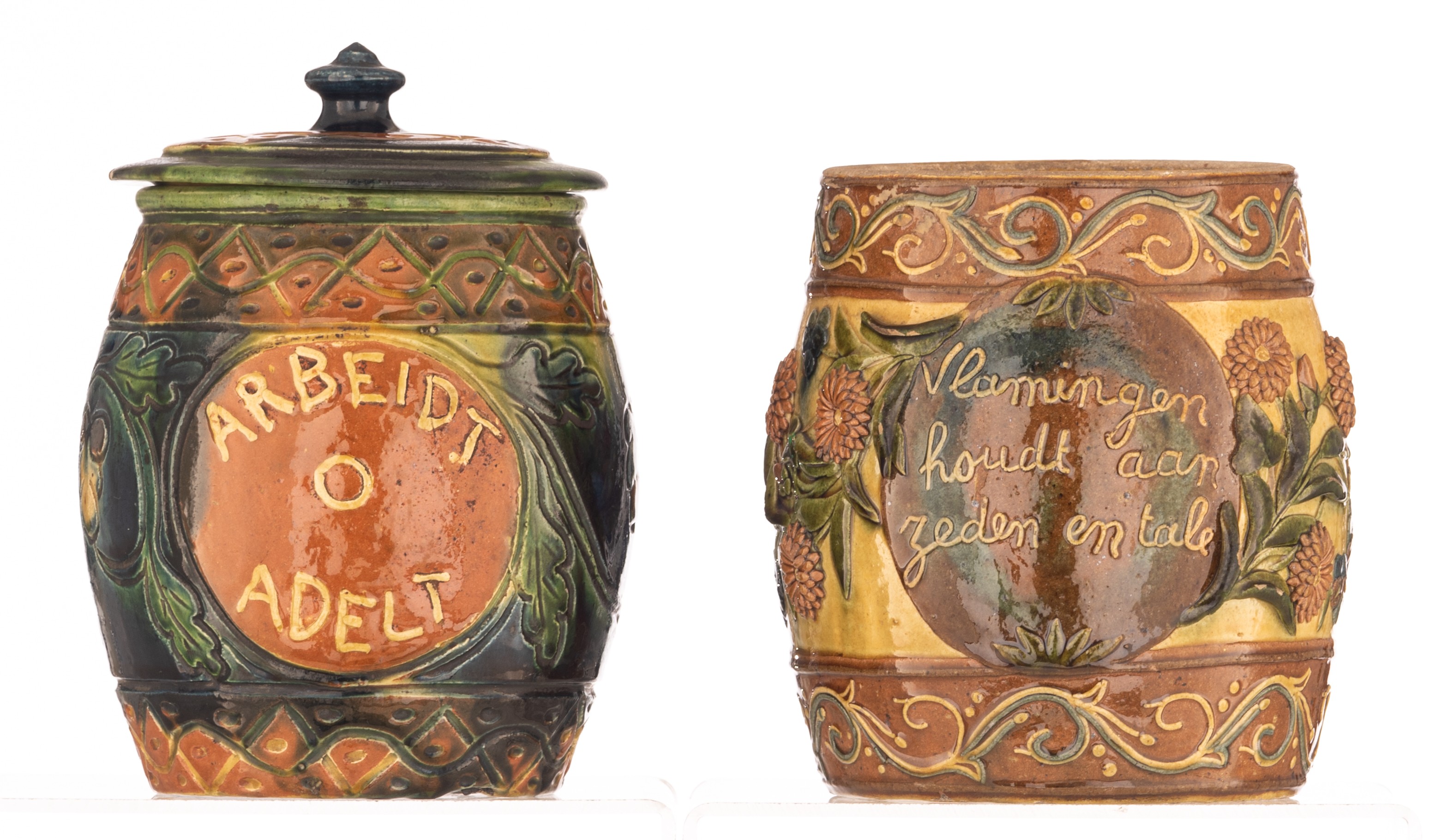 Two typical Flemish pottery tobacco jars; a ditto vase, and we add two Monte San Savino charcoal bas - Image 7 of 32