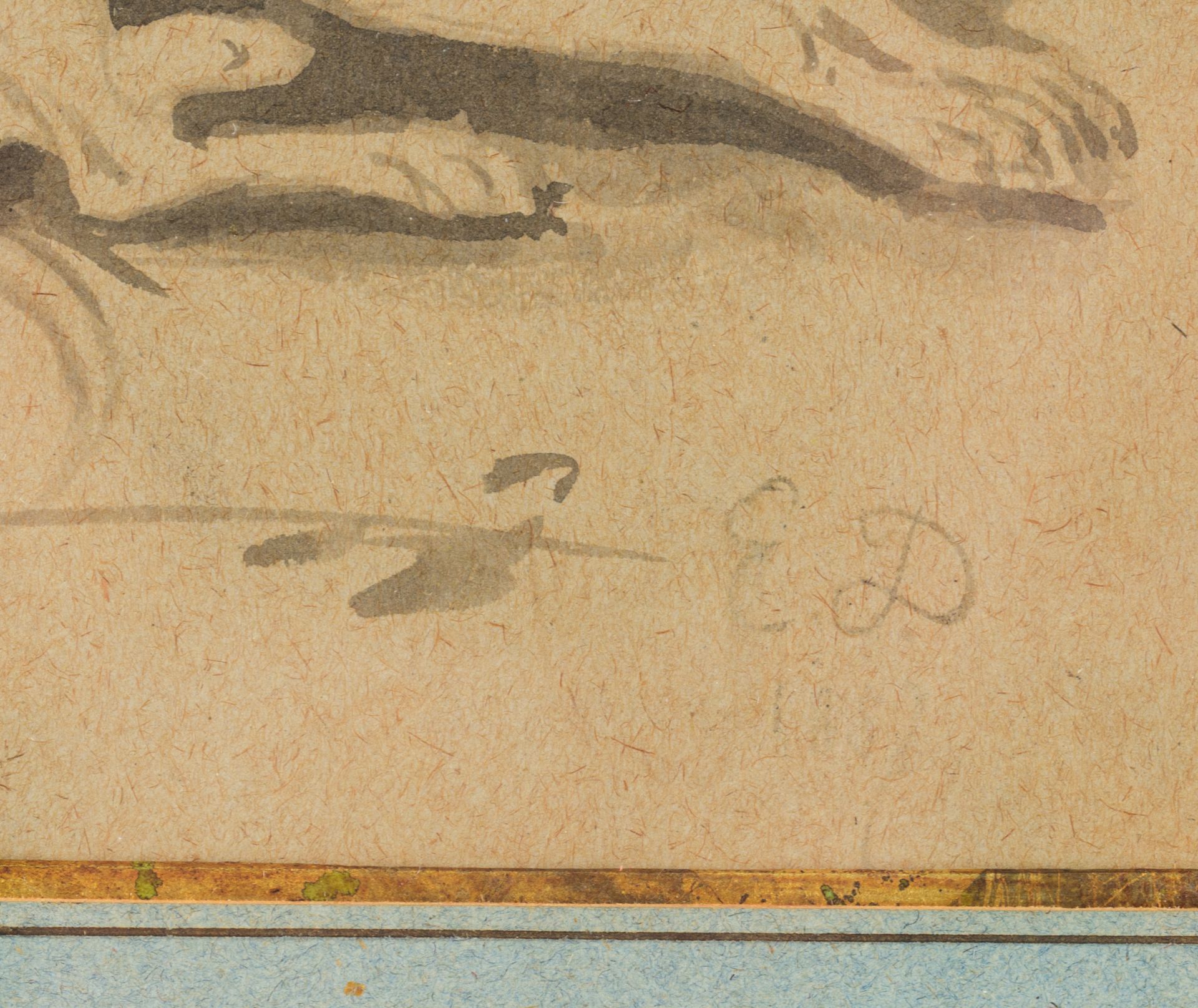 Monogrammed E.D., a pack of dogs, three washed drawings, 21 x 31 - 35 cm - Image 10 of 12