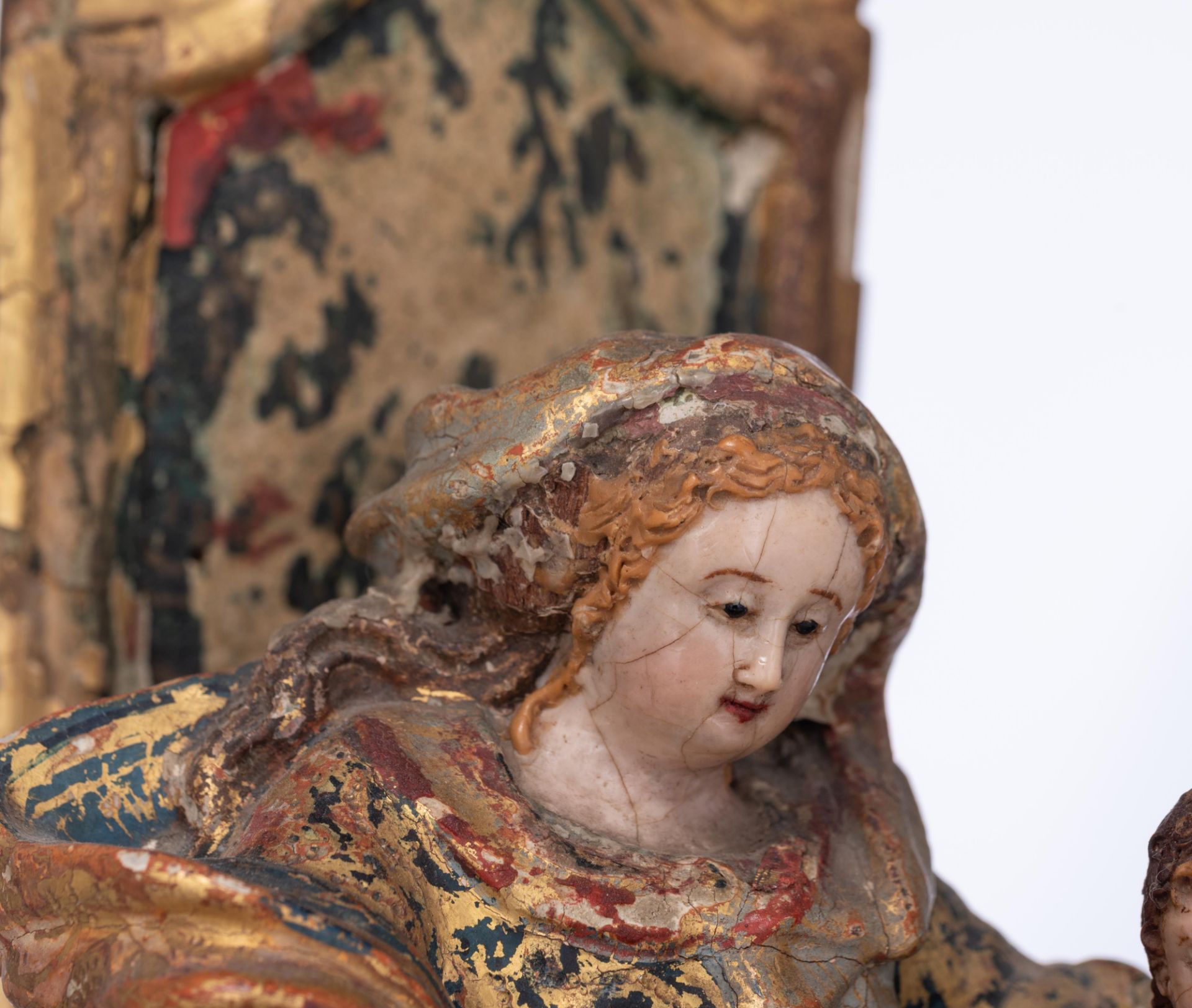 A Baroque Saint Anne with the Virgin, on a Rococo console, 18thC, H 41 - 87 cm - Image 15 of 21