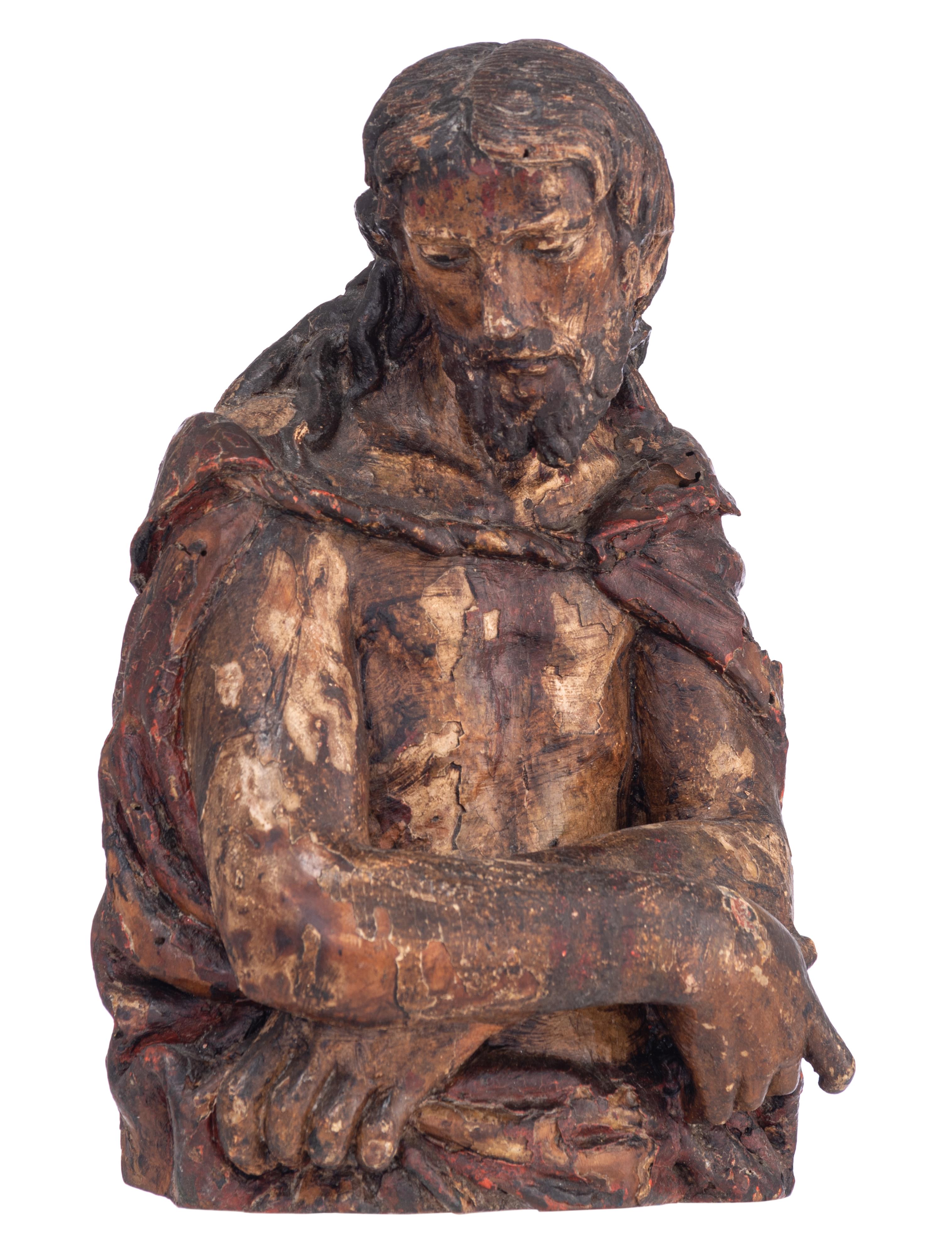 The half-length bust of Christ 'Ecce Homo', late 16thC, H 26 cm