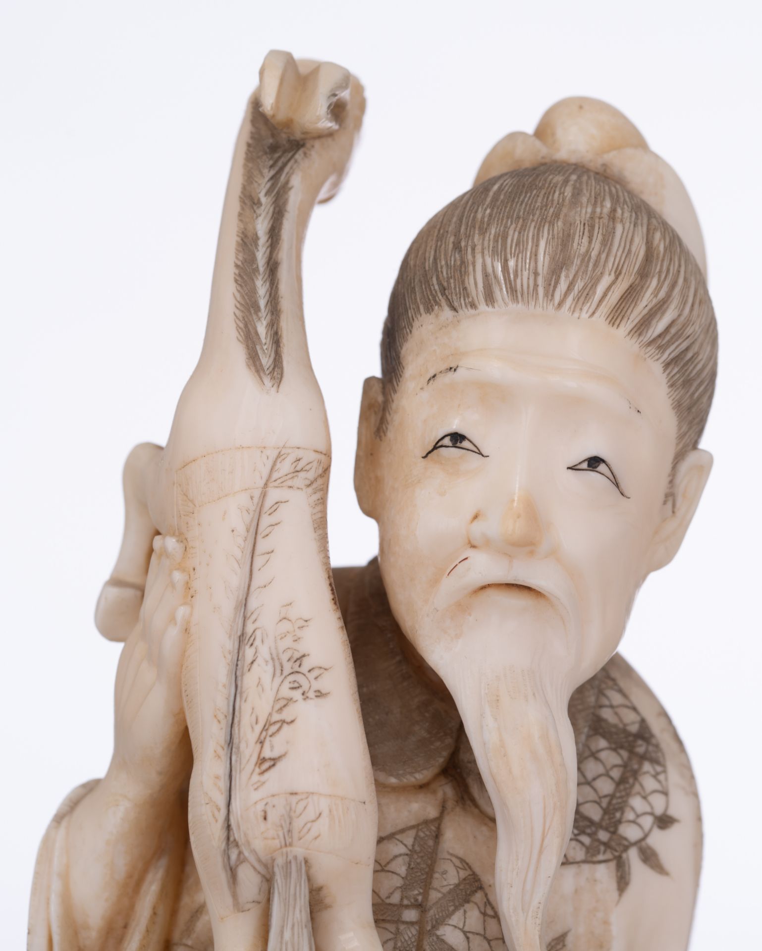 A Japanese Meiji- / Taishô-period ivory okimono, H 36,2 cm - weight c. 1.275 g. - Image 11 of 11