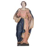 A female Saint in an elegant contrapposto, 18thC, H 48 cm