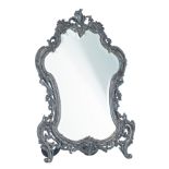 A fine Rococo style silver-plated table mirror, H 61 - W 43 cm