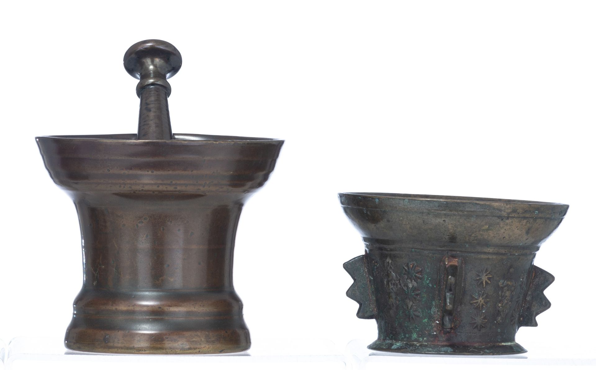 Two bronze mortars, one a 17th - 18thC South European (French or Spanish), one Dutch, 17thC, with it - Image 3 of 11