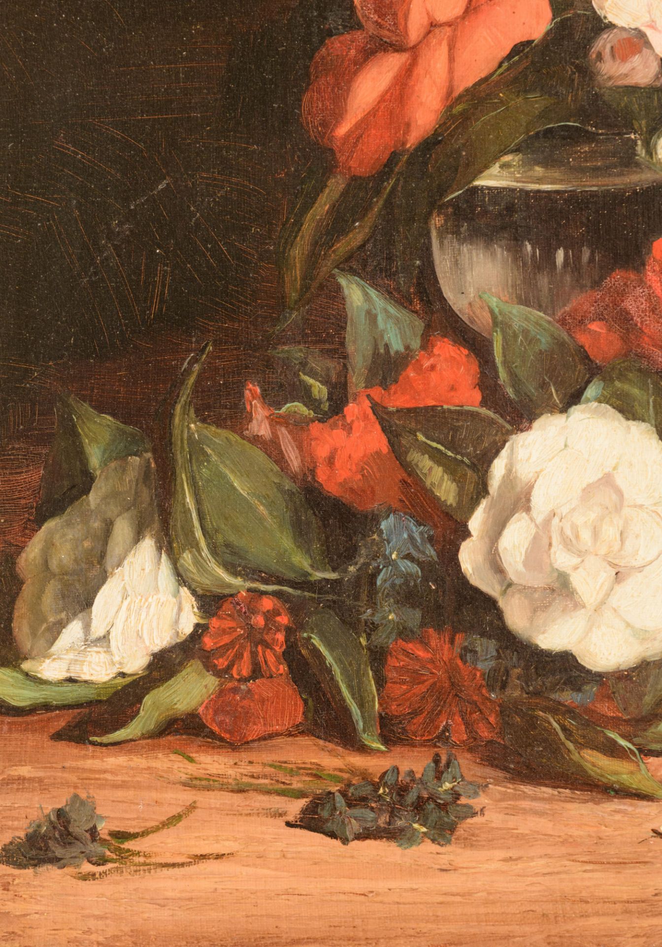 Indistinctly signed, a flower still life, 1884, 33 x 40 cm - Image 6 of 8
