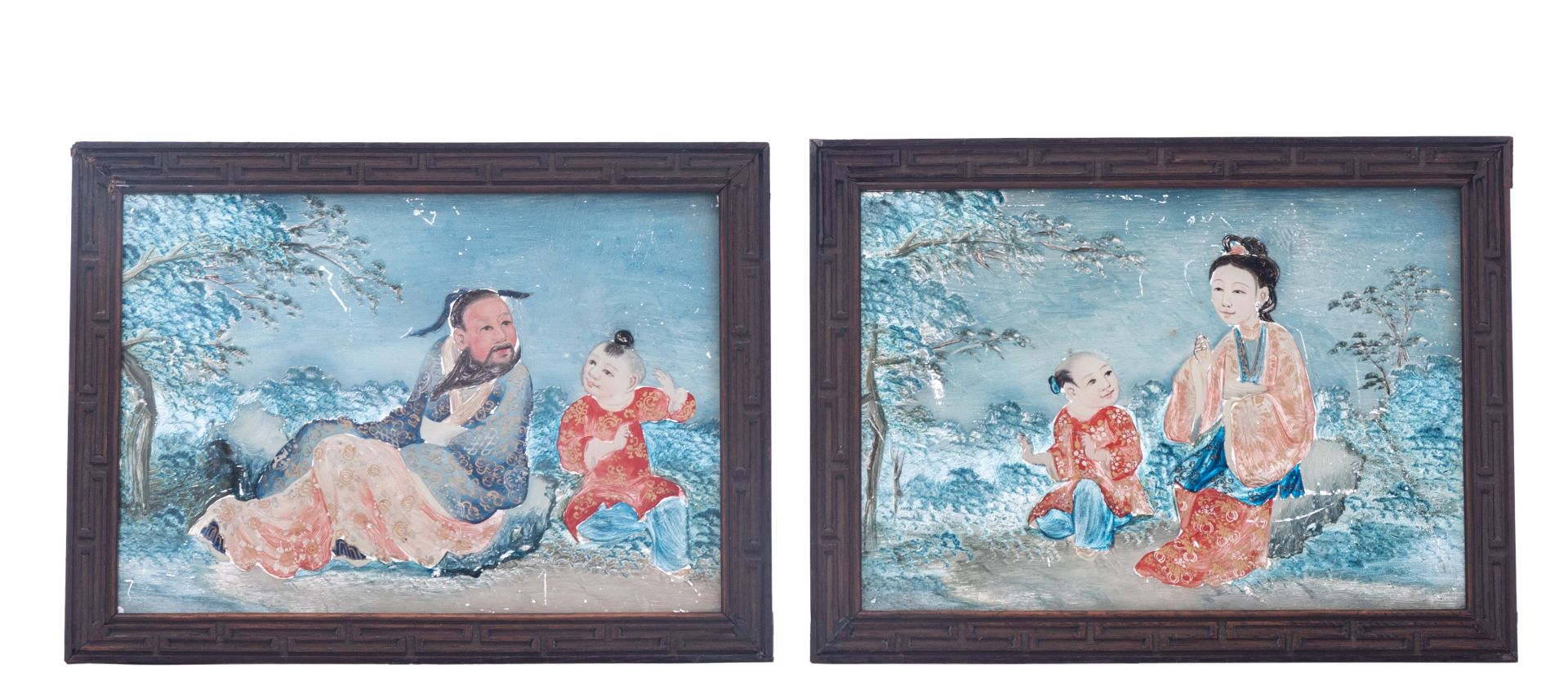 A Chinese Canton twenty-three-piece reversed glass painting set, late Qing dynasty, Total dimension - Image 17 of 22