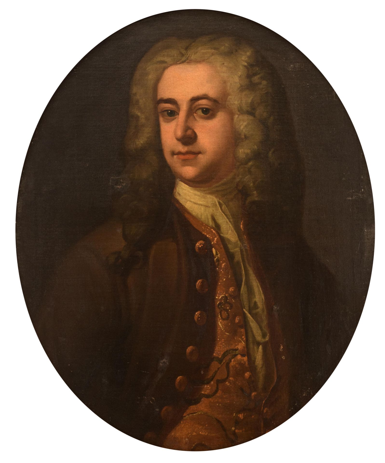 Circle of Joseph Highmore, the portrait of a nobleman, 18thC, 62 x 75 cm