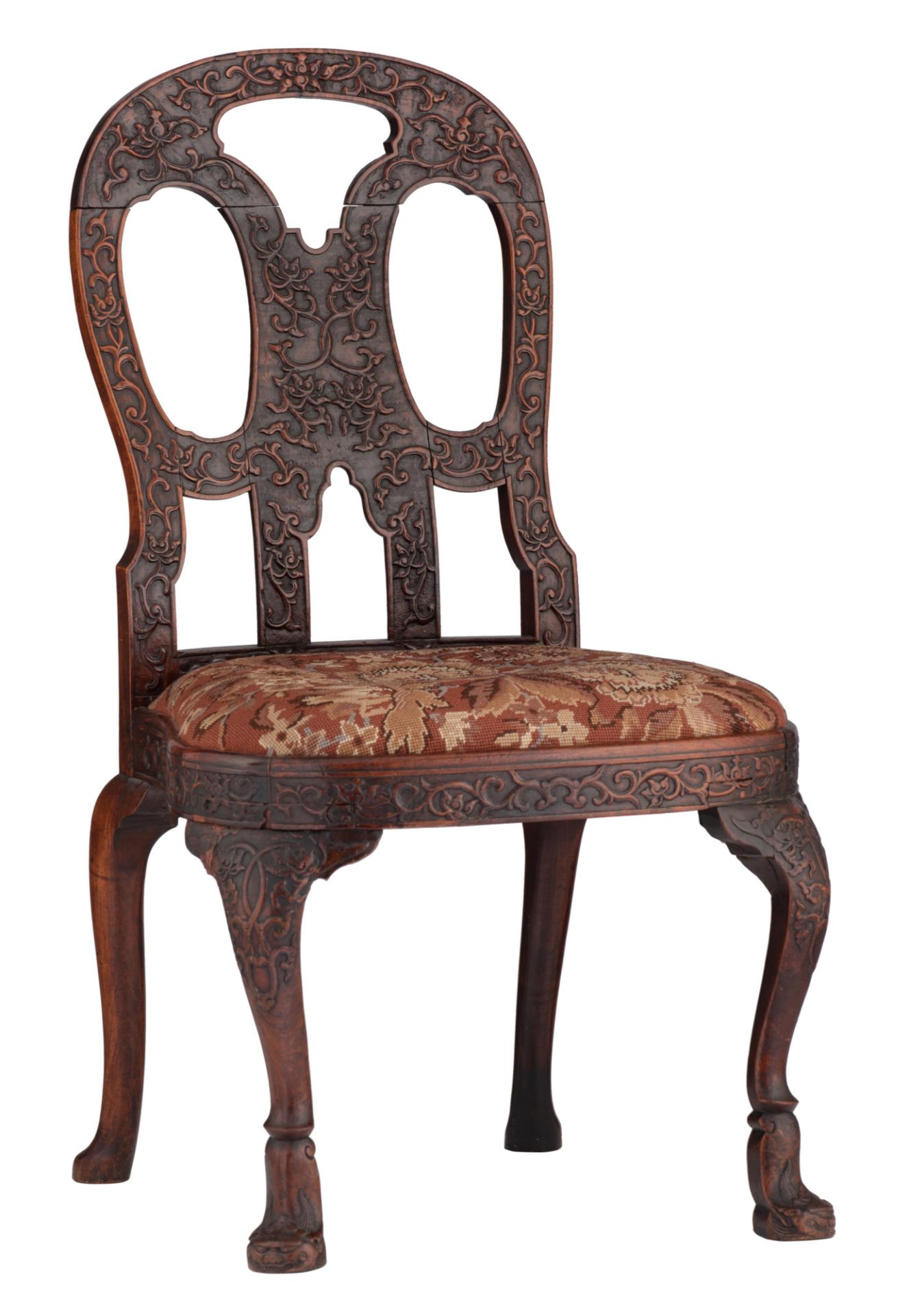 A very rare Chinese export Padouk chair, second half of the 18thC, H 100 - W 55 - D 58 cm