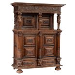 A Dutch-Zeelandic oak side cabinet 'Beeldenkast', dated 1632, H 206 - W 160 - D 66 cm