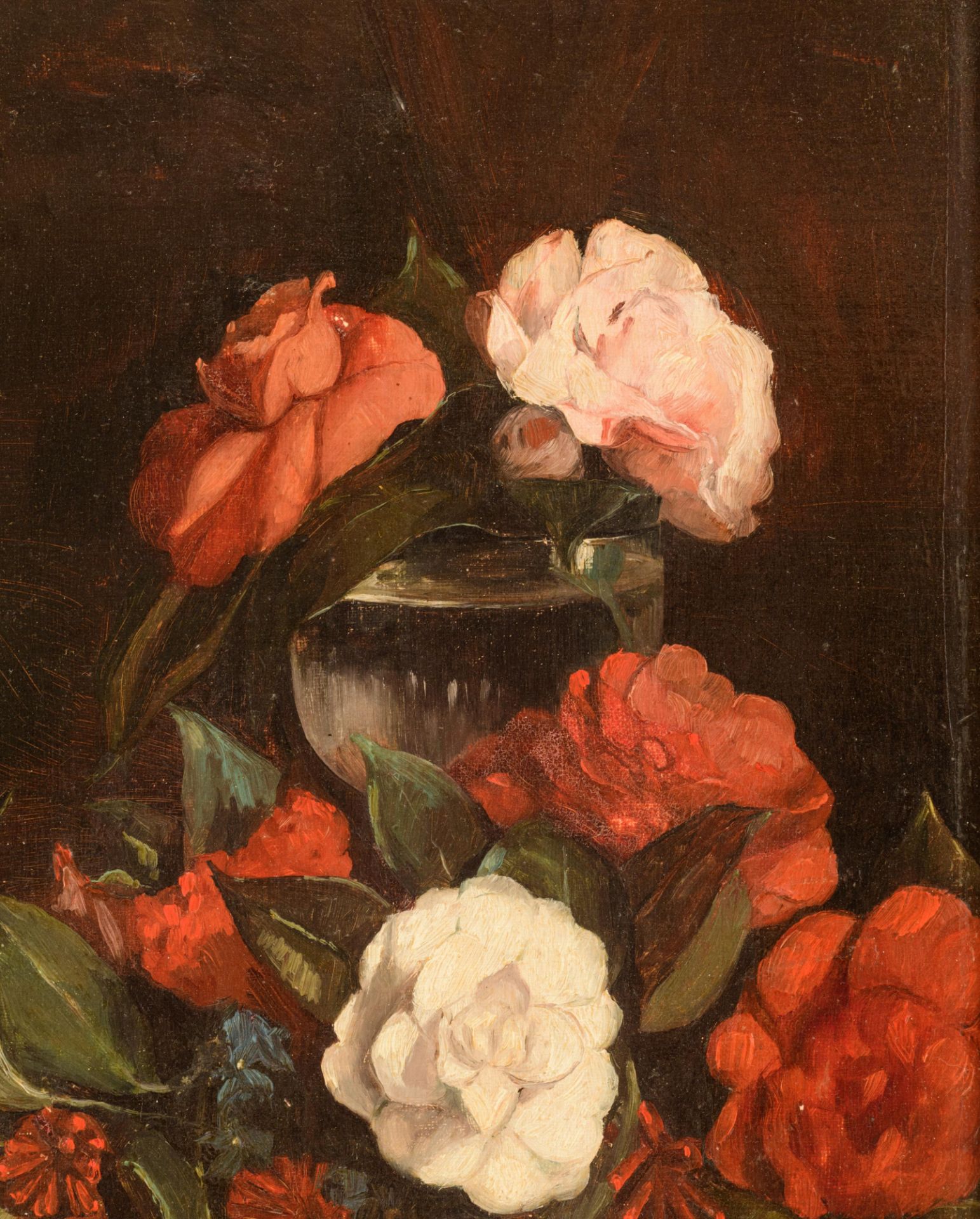 Indistinctly signed, a flower still life, 1884, 33 x 40 cm - Image 5 of 8