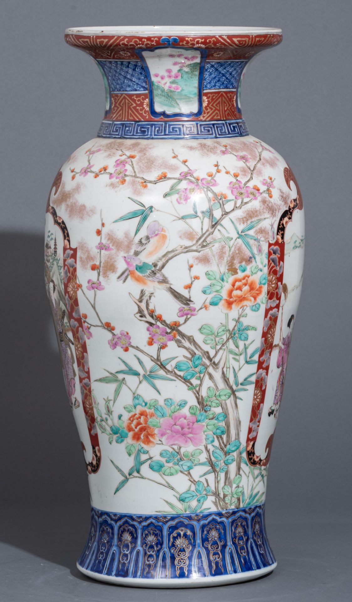 A Japanese Arita Imari vase, with a studio mark, 19thC, H 66 cm - Image 3 of 7
