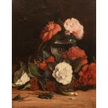 Indistinctly signed, a flower still life, 1884, 33 x 40 cm