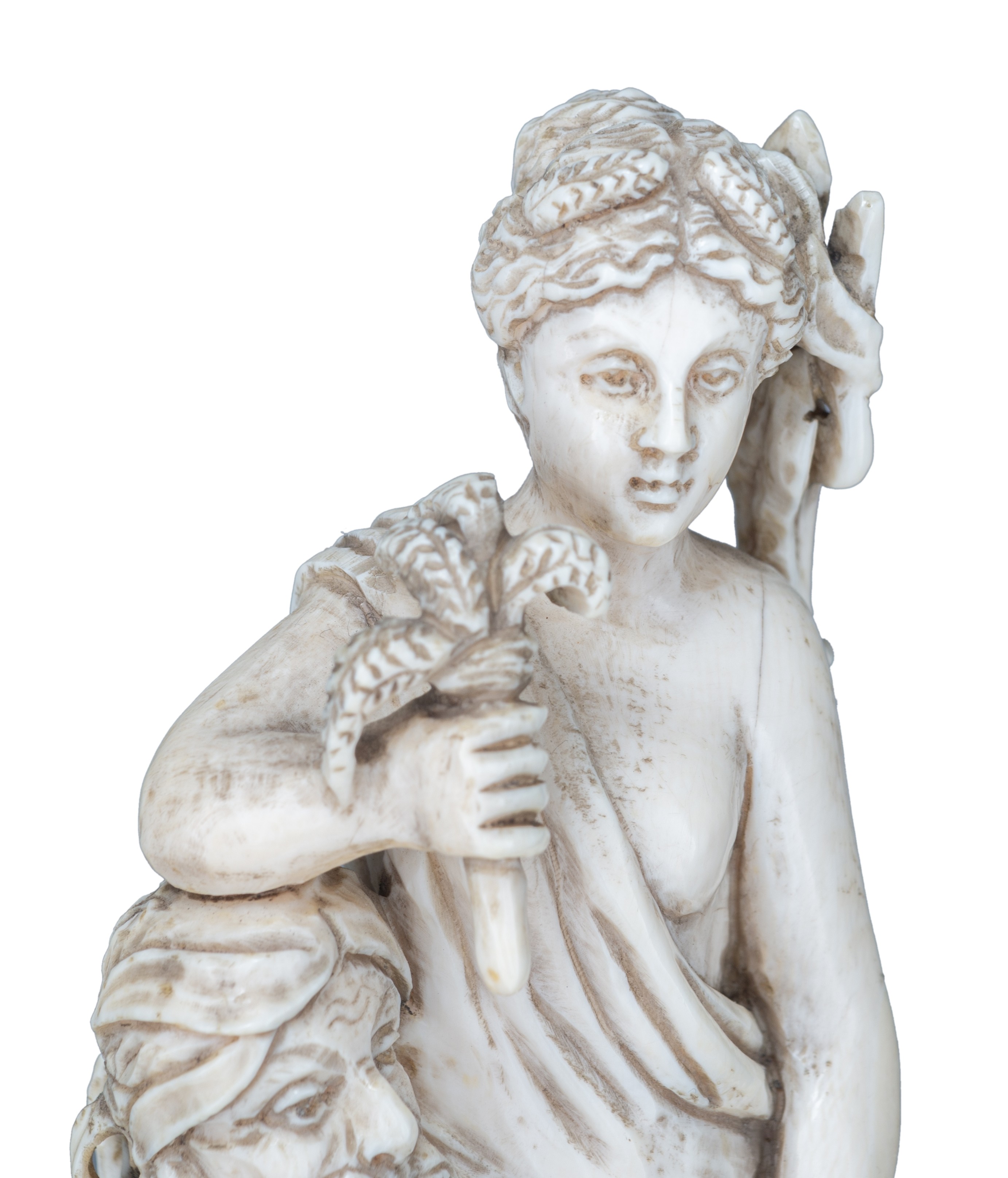 A second half of the19thC Dieppe or Paris mythological ivory group depicting Neptune & Flora, H 22,4 - Bild 5 aus 13
