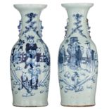 Two Chinese blue and white on celadon ground vases, late 19thC, H 69 cm