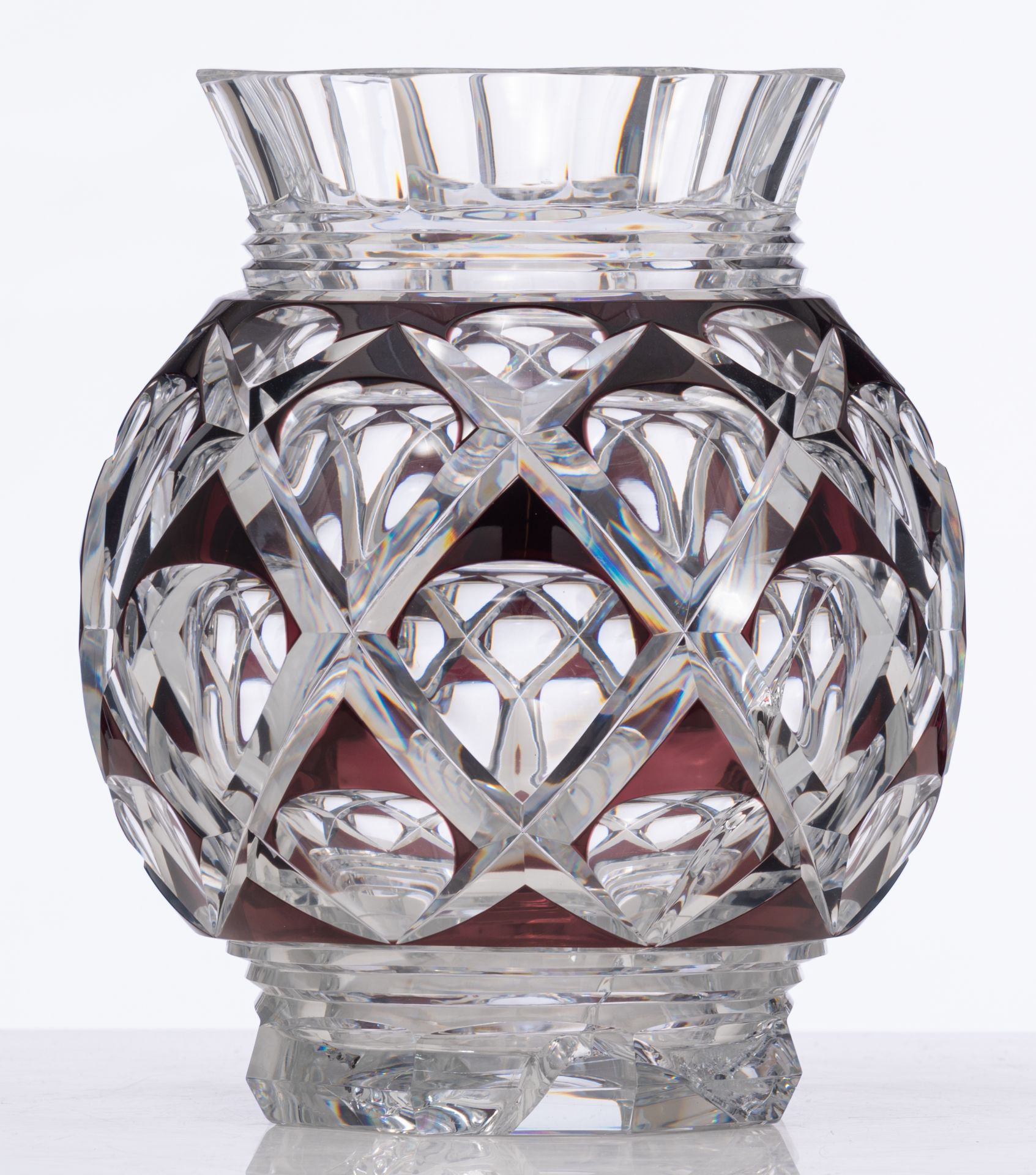 A Val-Saint-Lambert vase, H 29,5 cm - Image 2 of 12