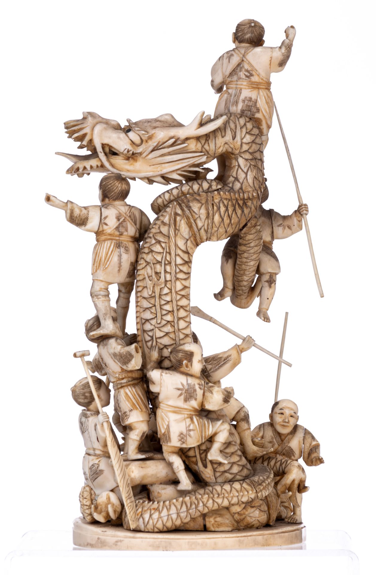 A Japanese Meiji-period ivory okimono, H 31 cm - weight c. 1.940 g. - Image 5 of 21