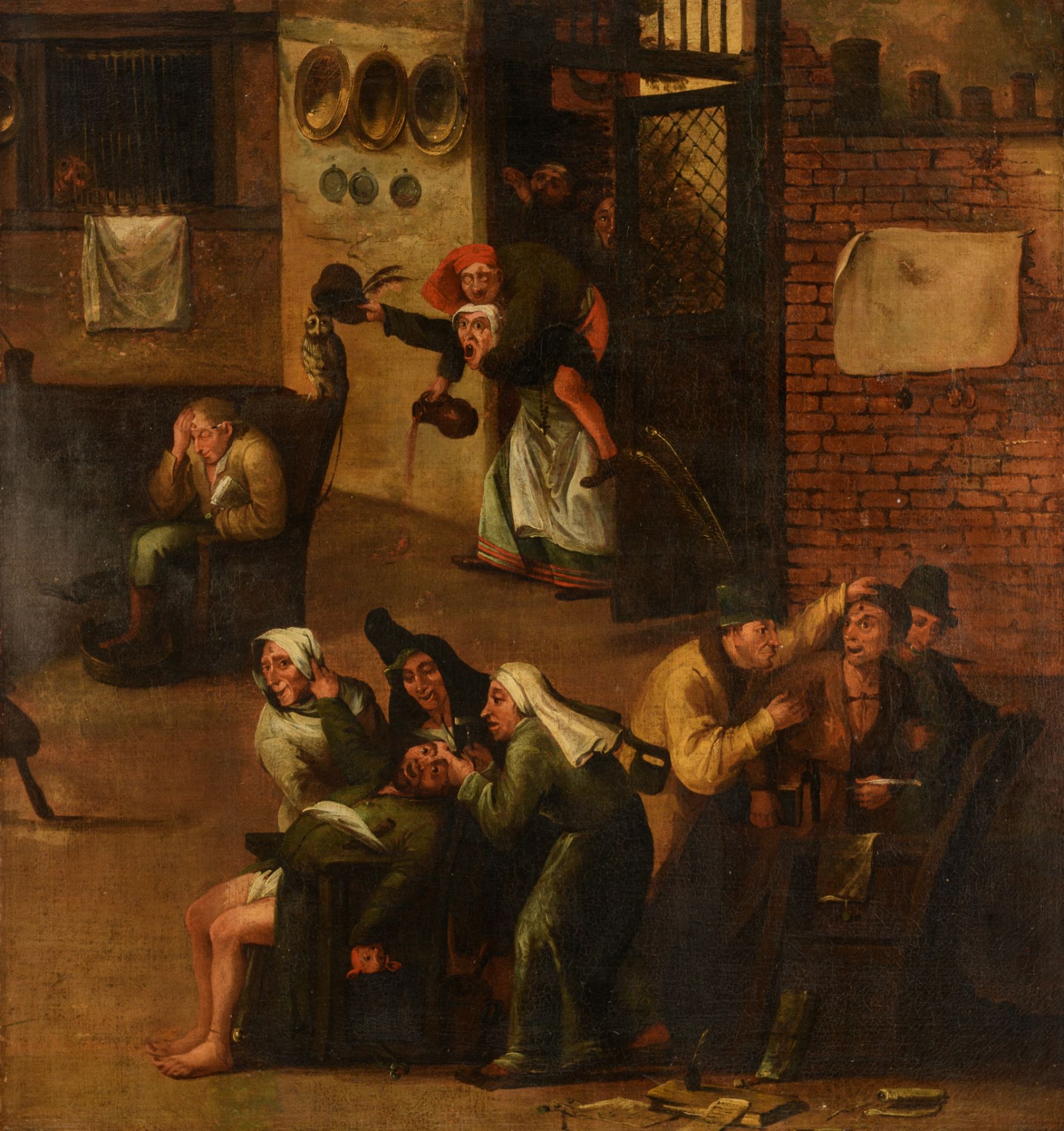 Workshop of Frans Verbeeck I or II, praise of folly, early 17thC, oil on canvas, 106 x 115 cm