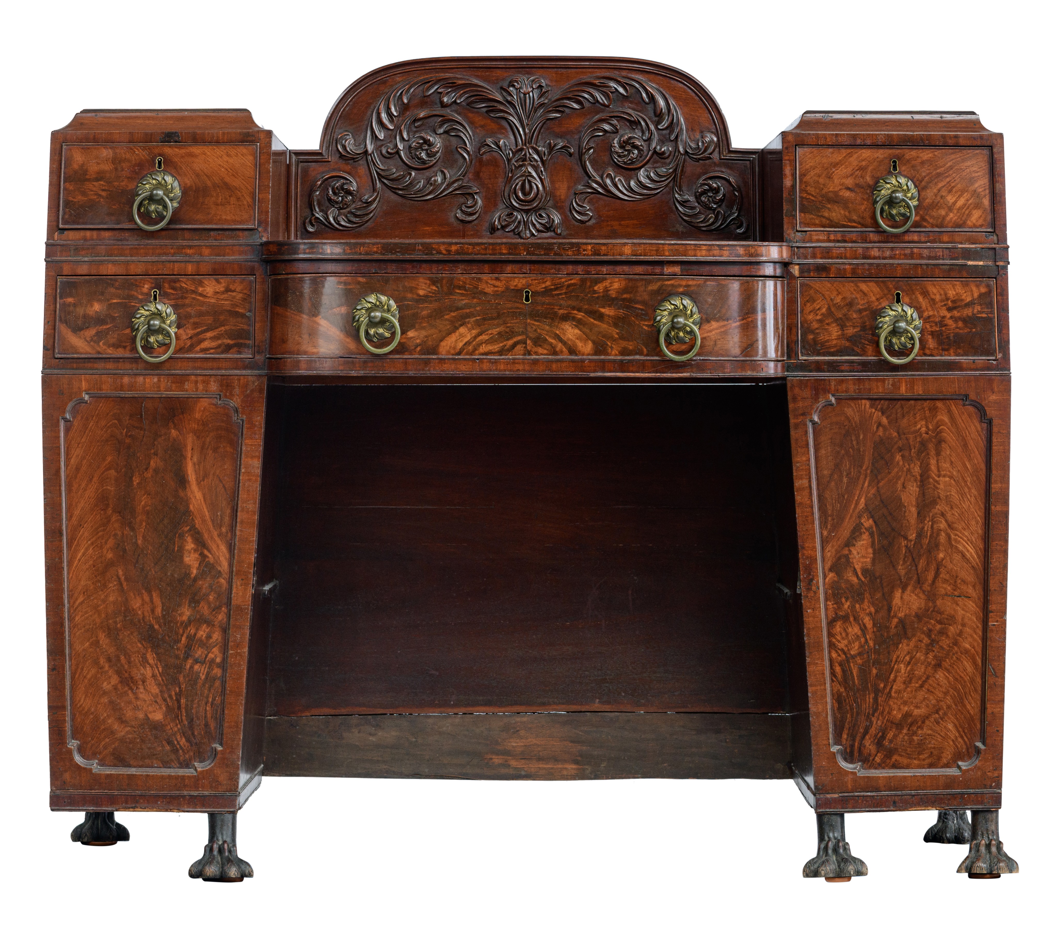 A Victorian mahogany veneered pedestal sideboard, late 19thC, H 128 - W 150 - D 60,5 cm - Bild 2 aus 11