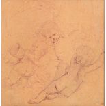 Attributed to Eugène Verboeckhoven, study drawing with putti, 18 x 18 cm