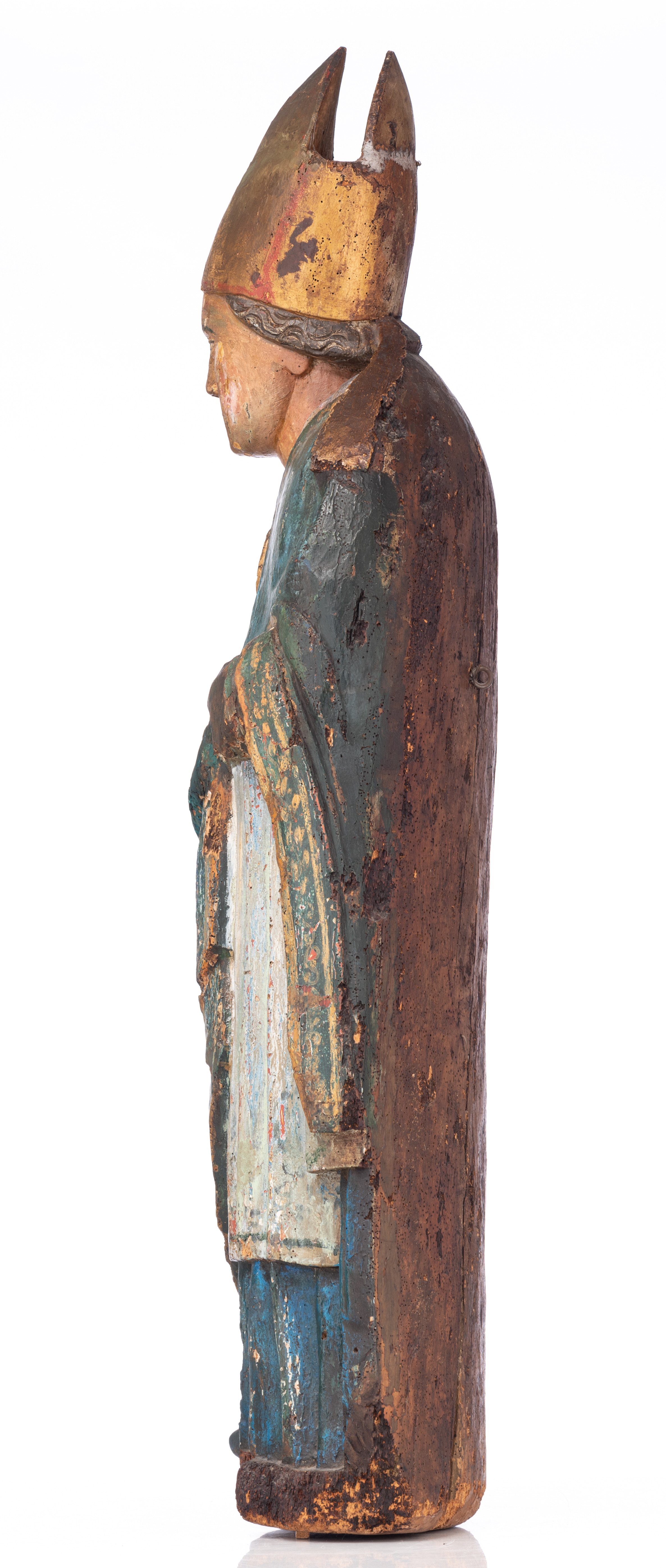 A walnut sculpture of a standing bishop, 15thC or later, H 124 cm - Bild 2 aus 89