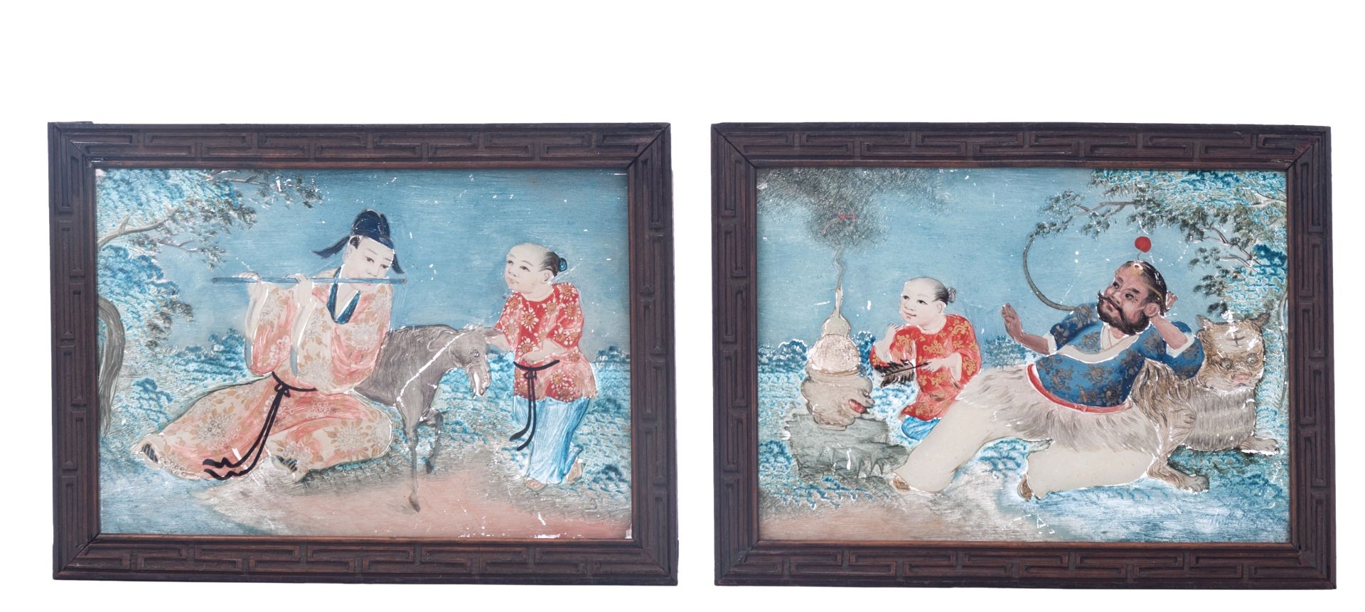 A Chinese Canton twenty-three-piece reversed glass painting set, late Qing dynasty, Total dimension - Image 21 of 22