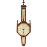 A mahogany veneered barometer by 'Lesy - Peellaert, Bruges', 19thC, H 106 cm