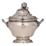 A French (Paris) silver-covered tureen, H 26,8 cm - weight 1.828 g.