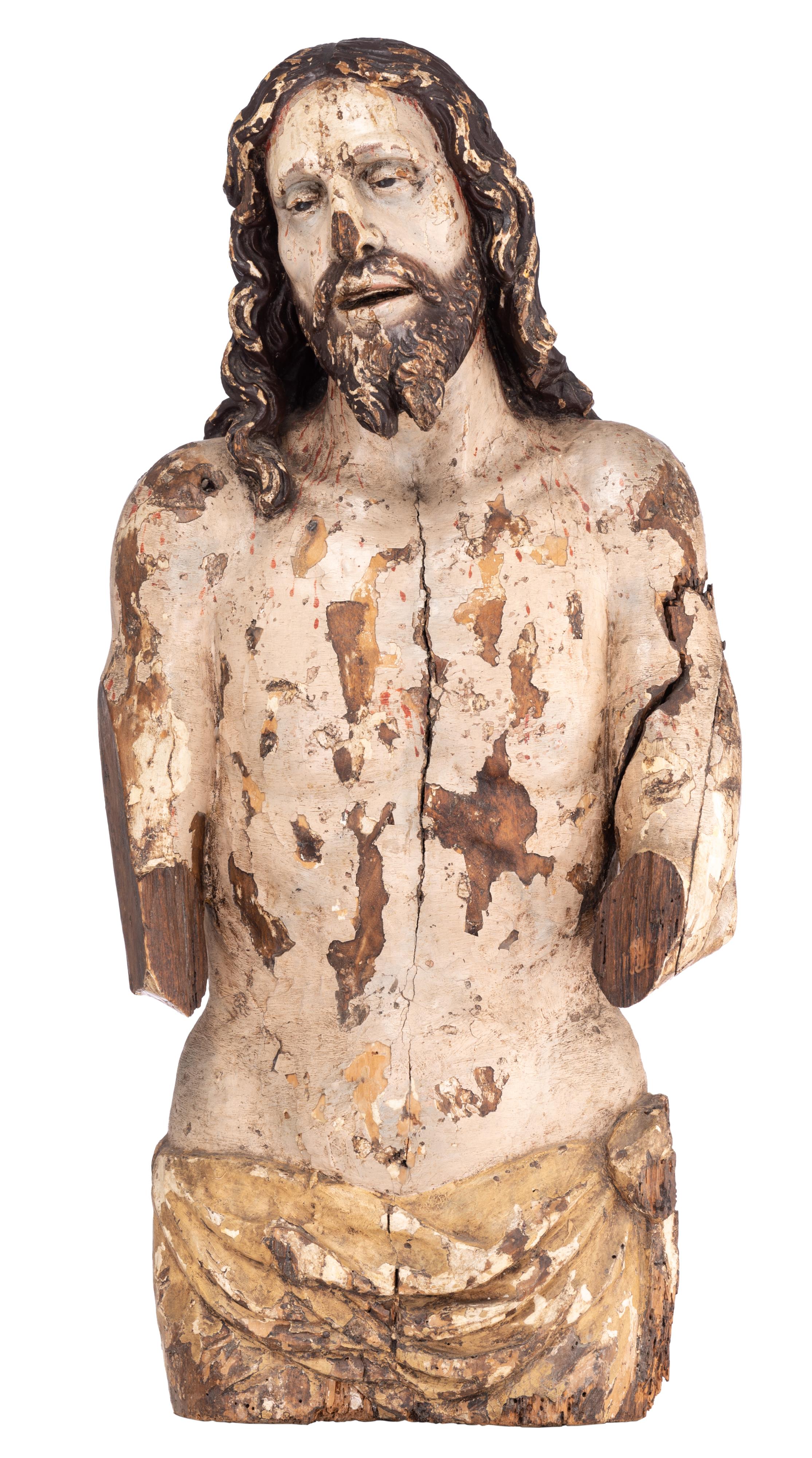 An impressive 'Ecce Homo', late 16thC, H 85 cm